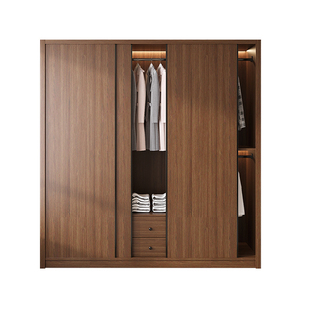 ENF级实木定制推拉门衣柜家用卧室现代简约移门小户型滑门大衣橱