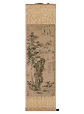 新款国画竹子写意水墨画中式客厅装饰画玄关竖版挂画郑板桥竹石兰