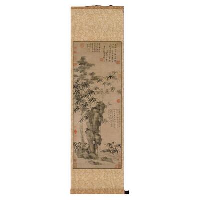 新款国画竹子写意水墨画中式客厅装饰画玄关竖版挂画郑板桥竹石兰