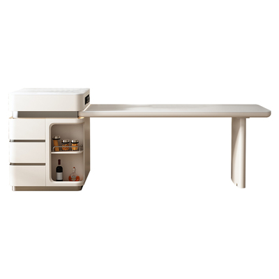 零度火岛台餐桌一体可伸缩岩板奶油风中导台家用轻奢加水槽倒台桌