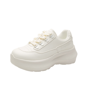 大东百搭圆头小白鞋女款2026新款爆款春季鞋子厚底增高休闲鞋女款