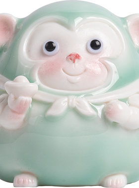 晟初陶瓷工艺品猴子摆件