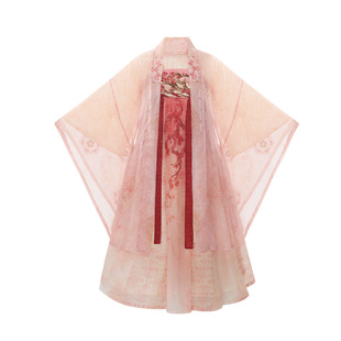 十三余童装【月鳞绮纪联名-芜山梅】晕染大袖衫连衣裙女童汉服