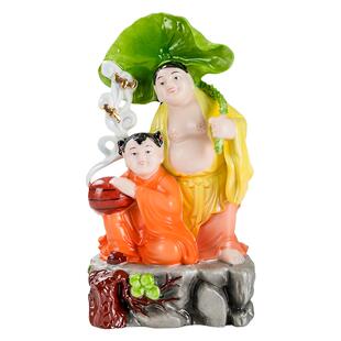 和合二圣陶瓷摆件新中式家居客厅卧室婚房摆件结婚礼物工艺品摆设
