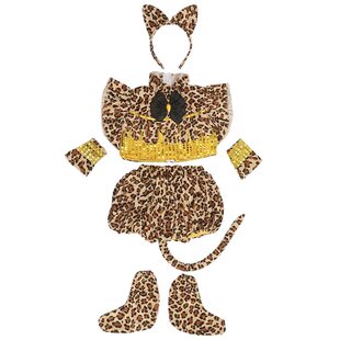 儿童猫咪舞蹈演出服女童小猫蓬蓬裙幼儿园带亮片学猫叫表演服装