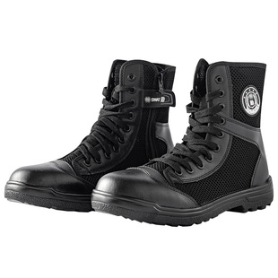 保安鞋男特训靴户外作战靴高帮网眼透气作训鞋安保帆布劳保鞋男靴