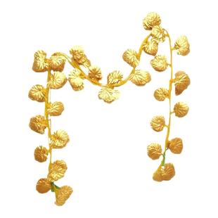 金色叶子假树叶仿真葡萄叶藤条金叶子管道装饰吊顶塑料花苹果藤蔓