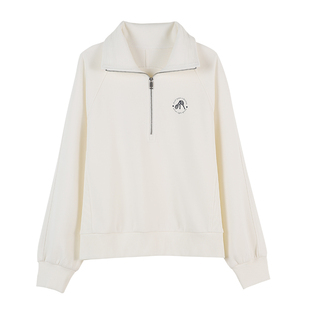 CLOUDSPACE【云白卫衣】盖比特空气层半拉链插肩袖上衣女2026春季