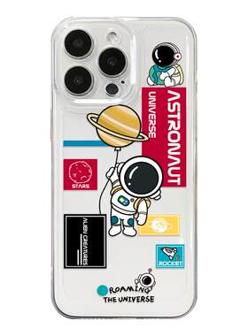 宇航员适用iphone14手机壳15promax苹果13透明16pro软壳12全包xr硅胶11超薄7/8plus新款x保护套xsmax男性卡通