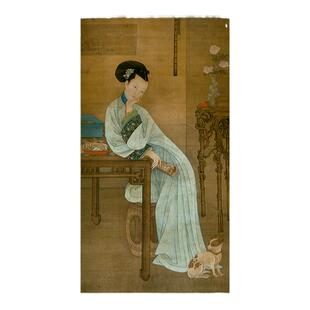 清冷枚春闺倦读图工笔人物画国画高清微喷复制客厅装饰画挂画临摹