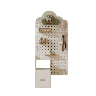 洞洞板实木折叠换鞋凳一体置物架入户门口墙面造型墙上隔板挂衣架