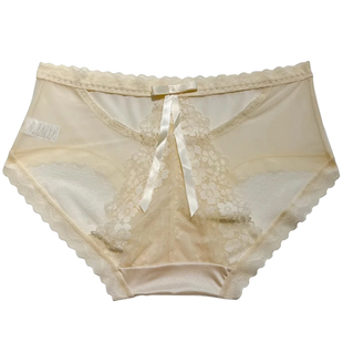 迷恋蝶屿~性感纯欲风甜美蝴蝶结蕾丝内裤女士中腰缕空少女三角裤