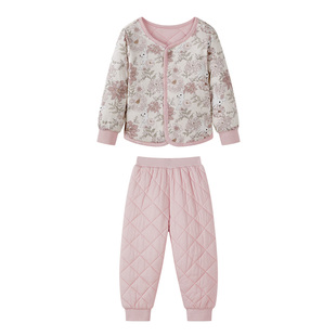 ibaby桑蚕丝夹棉家居服睡衣内衣套装男女童加厚恒温保暖棉服棉裤
