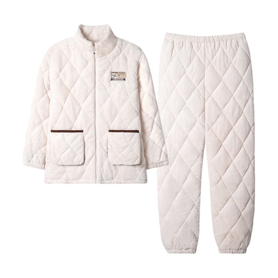 三层夹棉超厚珊瑚绒可外穿家居服