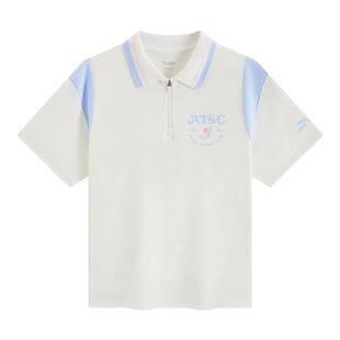 安踏儿童女童短袖POLO衫2026年夏季新款亲肤透气小女孩运动T恤