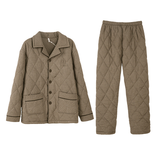 安之伴【巨保暖】三层加厚夹棉男士睡衣冬季梭织冬款珊瑚绒家居服