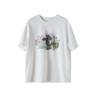 AS印花短袖T恤女26春季新款圆领宽松印花打造休闲造型减龄打底衫