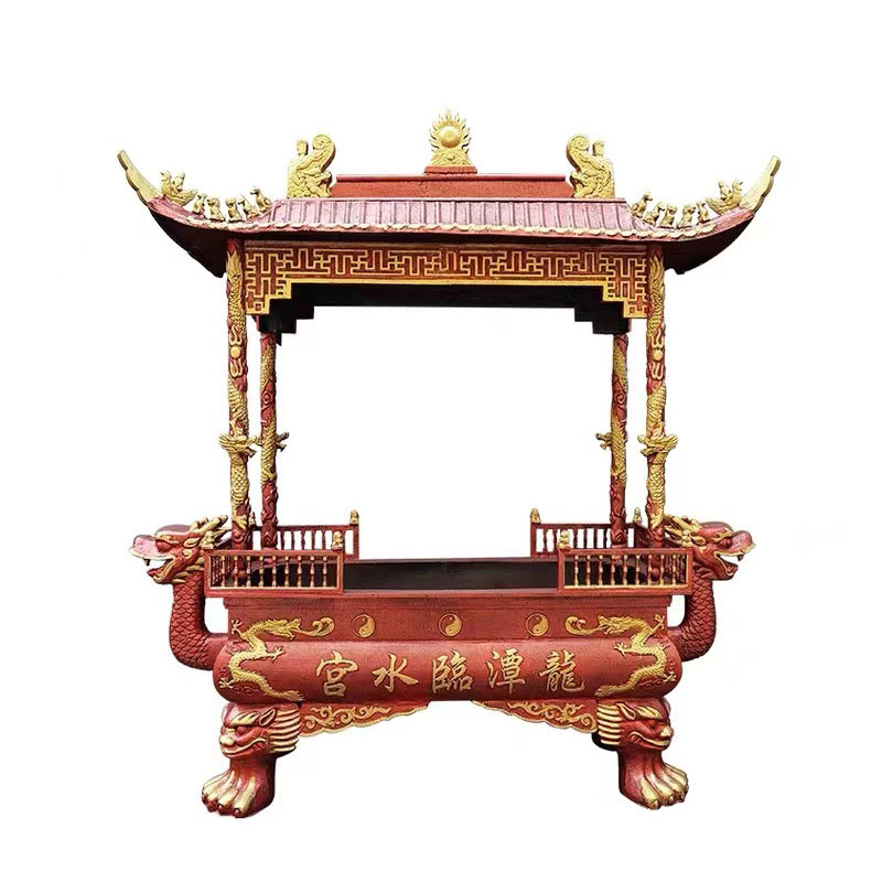 寺庙铸铁烧香炉祠堂四龙柱道观