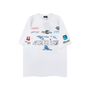 Far archive小众潮牌赛车字母短袖美式夏季休闲水洗做旧男女T恤