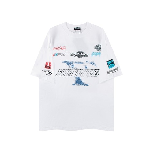 Far archive小众潮牌赛车字母短袖美式夏季休闲水洗做旧男女T恤