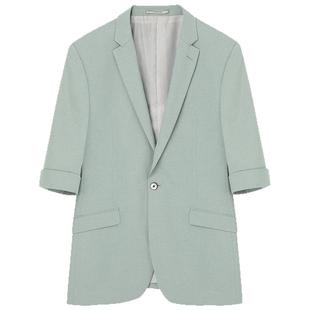 JDV男装春秋新品浅色平驳领挺括有型舒适透气中袖西装上衣