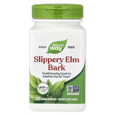 美国Nature's Way slippery elm红榆树滑榆皮提取物100粒素食胶囊
