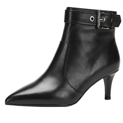 Aee/爱意时尚细跟短靴牛皮