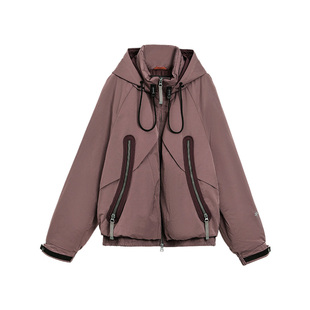 TurnSignal时尚短款拼接工装羽绒服女冬季连帽宽松保暖羽绒外套冬