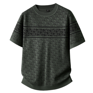 高端短袖毛衣男秋冬新款加肥加大码潮胖子宽松时尚半袖打底针织衫