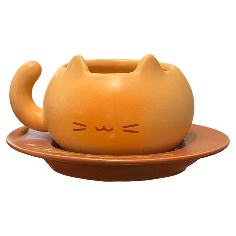 可爱焦糖面包猫咪咖啡杯碟套装