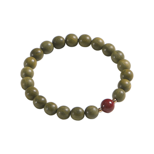 绿檀木红玛瑙手串天然8mm木质佛珠檀香盘玩木火小众文玩手链女款