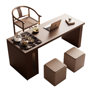 白蜡木茶桌椅组合现代高级感办公室茶台一体阳台实木小茶桌泡茶台
