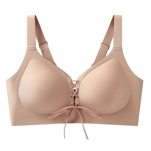 大码粉底液内衣女胖mm200斤大胸显小胸调整型薄无痕文胸性感绑带