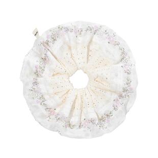 仙气碎花白色大肠发圈女2025新款超大高级感扎头头绳丸子头饰发绳