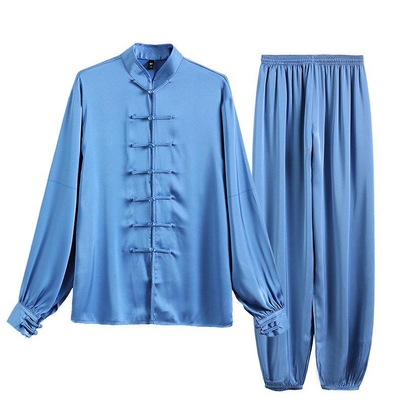 唐装高端醋酸套装太极服男长袖太极拳练功服太极服装男款衣服春秋
