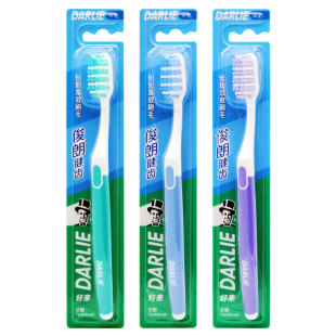 好来原黑人牙刷俊朗健齿1支长短双效刷毛中毛标准刷头成人男士