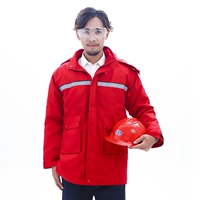 Красное антистатическое хлопковое пальто