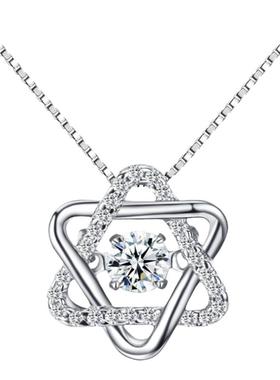 莫桑钻吊坠六芒星灵动项链