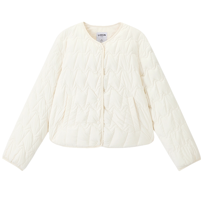 乐町小面包格外穿轻薄羽绒服女装2025冬季新款圆领短款内搭羽绒