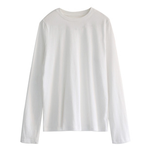 徐大脸吖定制 干爽凉爽新疆棉tee上衣春基础款宽松长袖白色T恤女