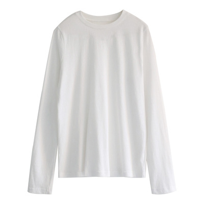 徐大脸吖定制 干爽凉爽新疆棉tee上衣春基础款宽松长袖白色T恤女
