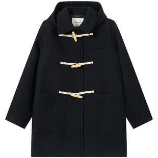 【新品】含山羊绒BEANPOLE滨波秋冬女士复古老钱风牛角扣毛呢大衣