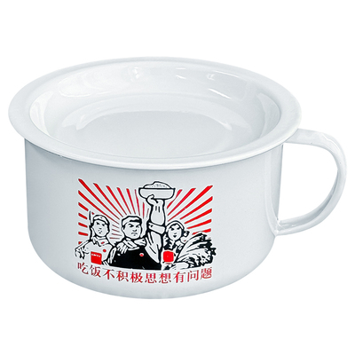 老式复古搪瓷泡面碗带盖