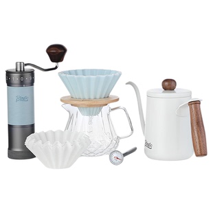 Bincoo磨豆机手冲咖啡套装滤纸咖啡研磨机咖啡工具全套蓝色咖啡壶