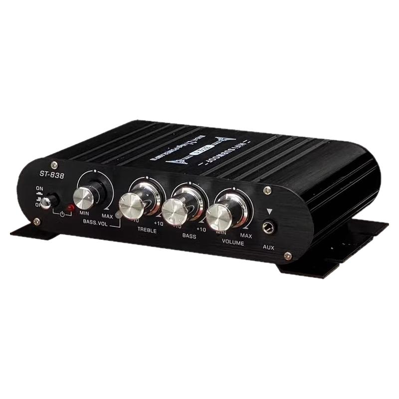 ST838迷你2.1小型功放机独立重低音80W低音炮功放12V外贸HIFI功放