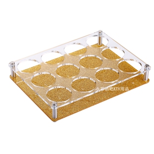 亚克力啤酒杯架酒吧KTV塑料圆孔方孔白酒八角杯架子弹杯架6头12头