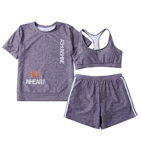 霓皇后泳衣女分体三件套长袖保守连帽防晒衫加大码胖mm花色温泉款