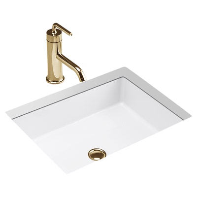 科勒平底方形家用陶瓷洗脸台下盆