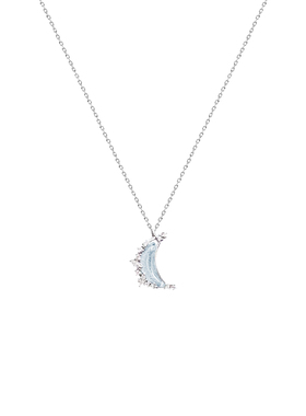 小众蓝色月亮吊坠项链女