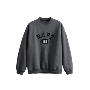 380g重磅深灰色圆领印花套头卫衣男生2026新款秋季休闲宽松外套